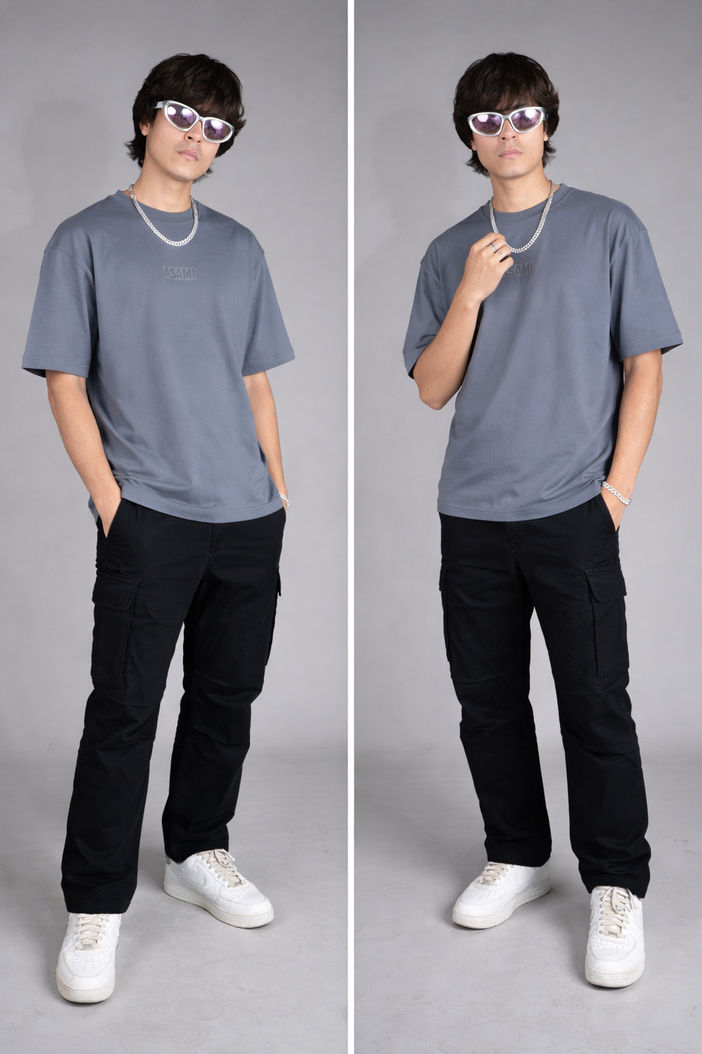 ASAMI Minimal Grey Oversized Tee
