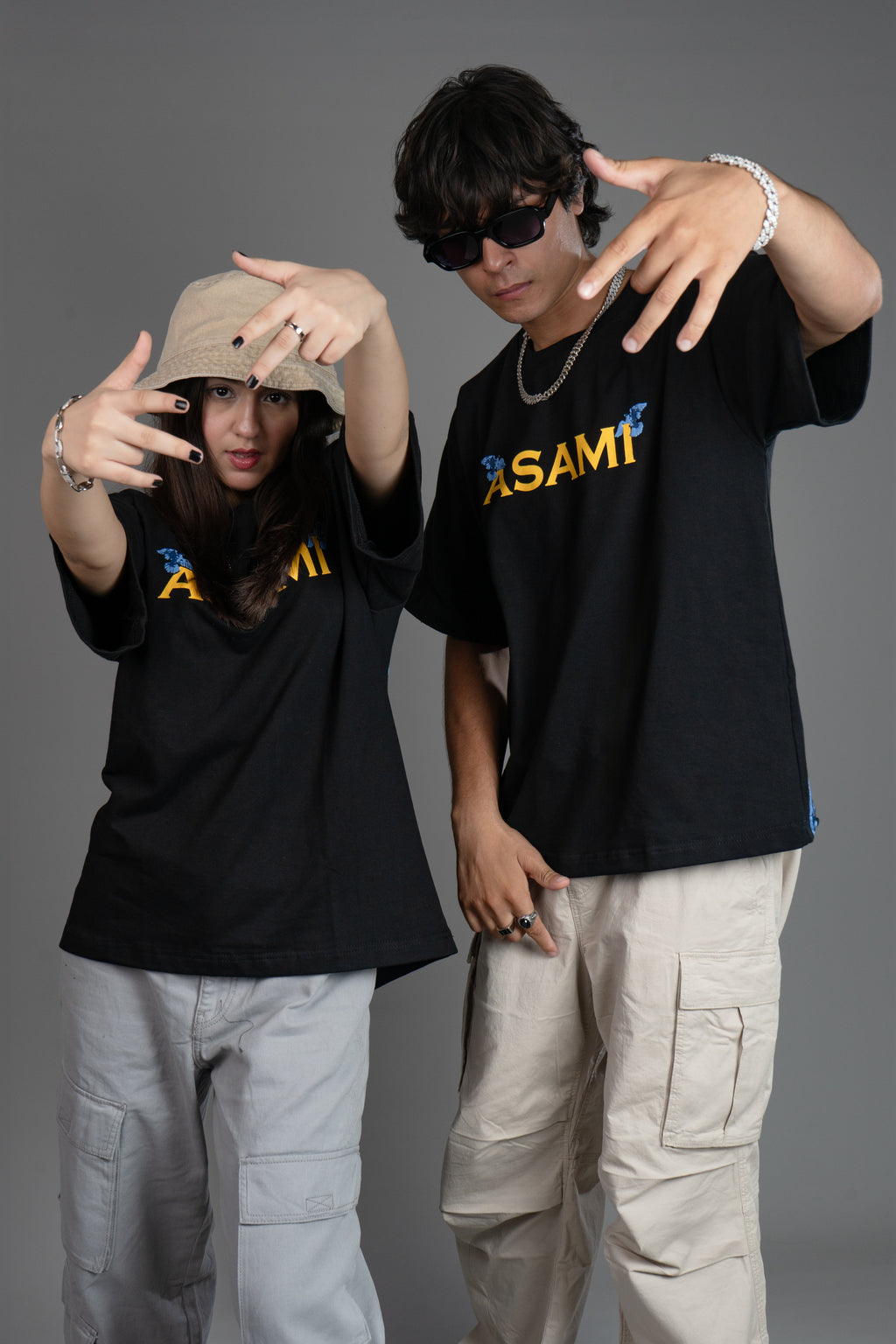 ASAMI Dual Print Black Oversized T-Shirt