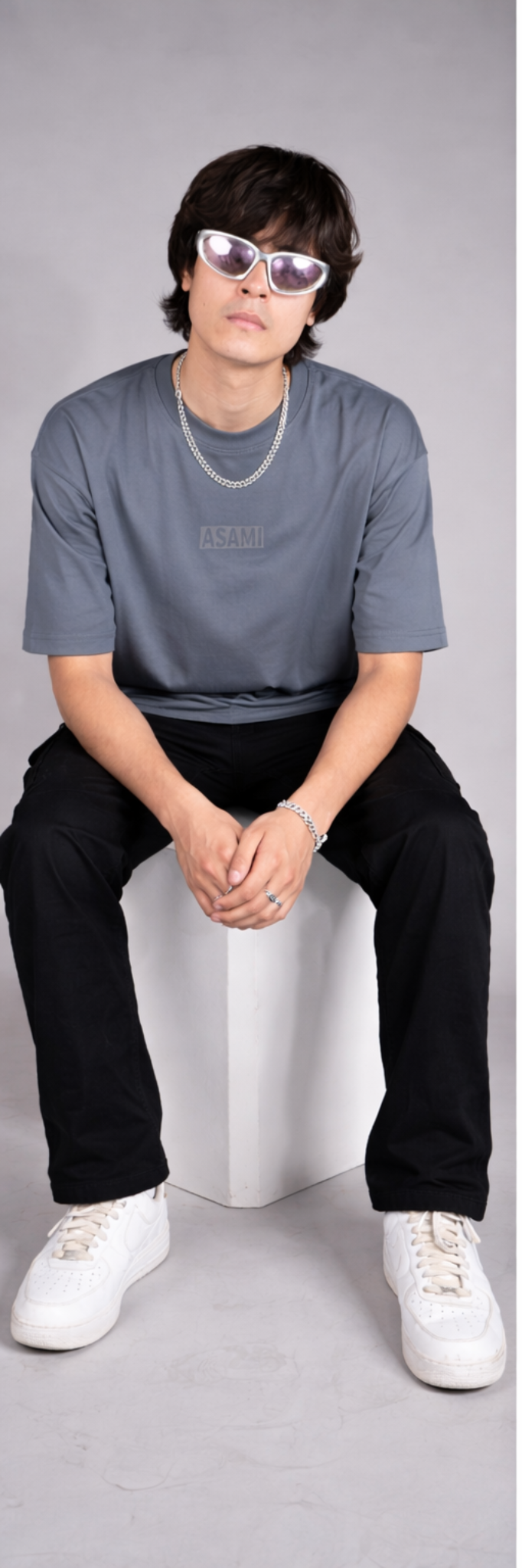 ASAMI Minimal Grey Oversized Tee