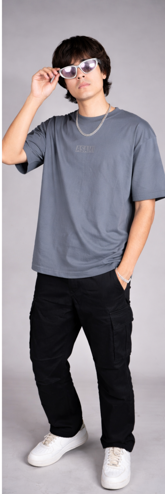 ASAMI Minimal Grey Oversized Tee
